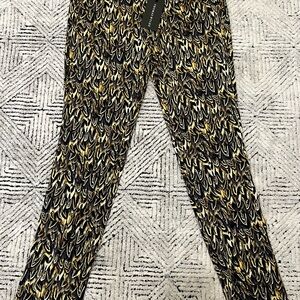 NWT Rare Thomas Wylde Black and Gold Patterned Trousers